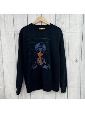 ALLRIOT Police Lineup Graphic Sweater Blue Ethical Streetwear Large